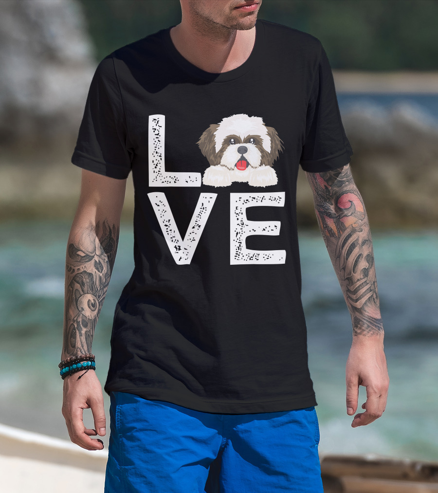 I Love My Shih Tzu Funny Shih Tzu Dog Lover Cute Shih Tzu Love T-Shirt