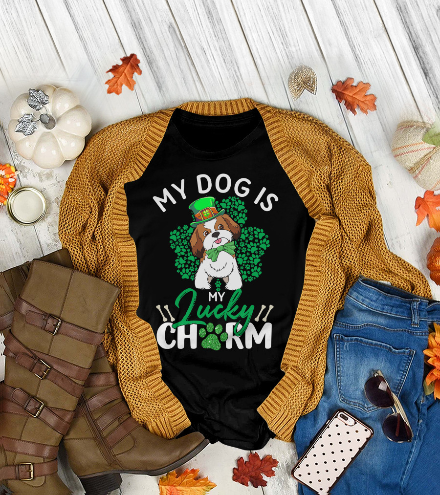 My Shih Tzu Lucky Charm Dog Lover St Patrick's Day T-Shirt