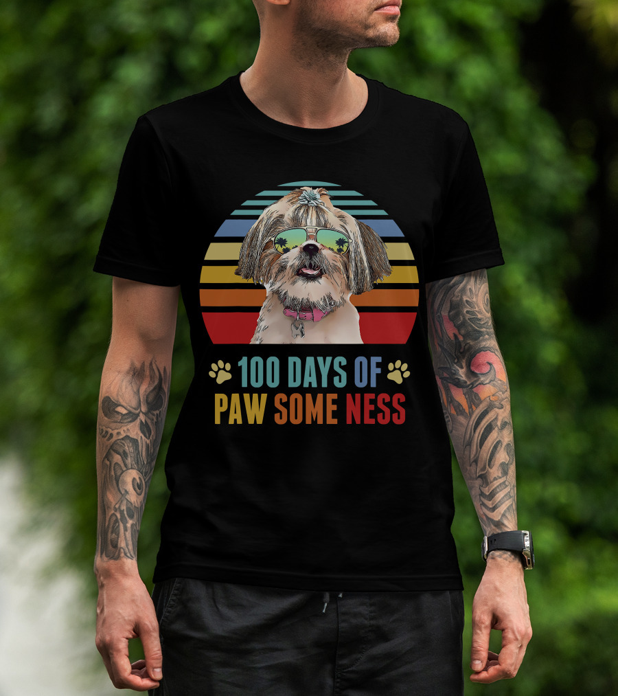 100 Days Of Pawsomeness Shih Tzu Dog T-Shirt
