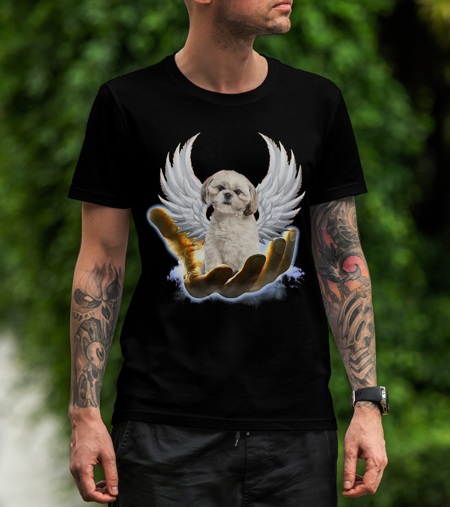Shih Tzu God Golden Hand Heaven Wings Mens Womens T-Shirt