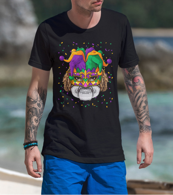 Shih Tzu Dog Mardi Gras Carnival Jester Festi T-Shirt