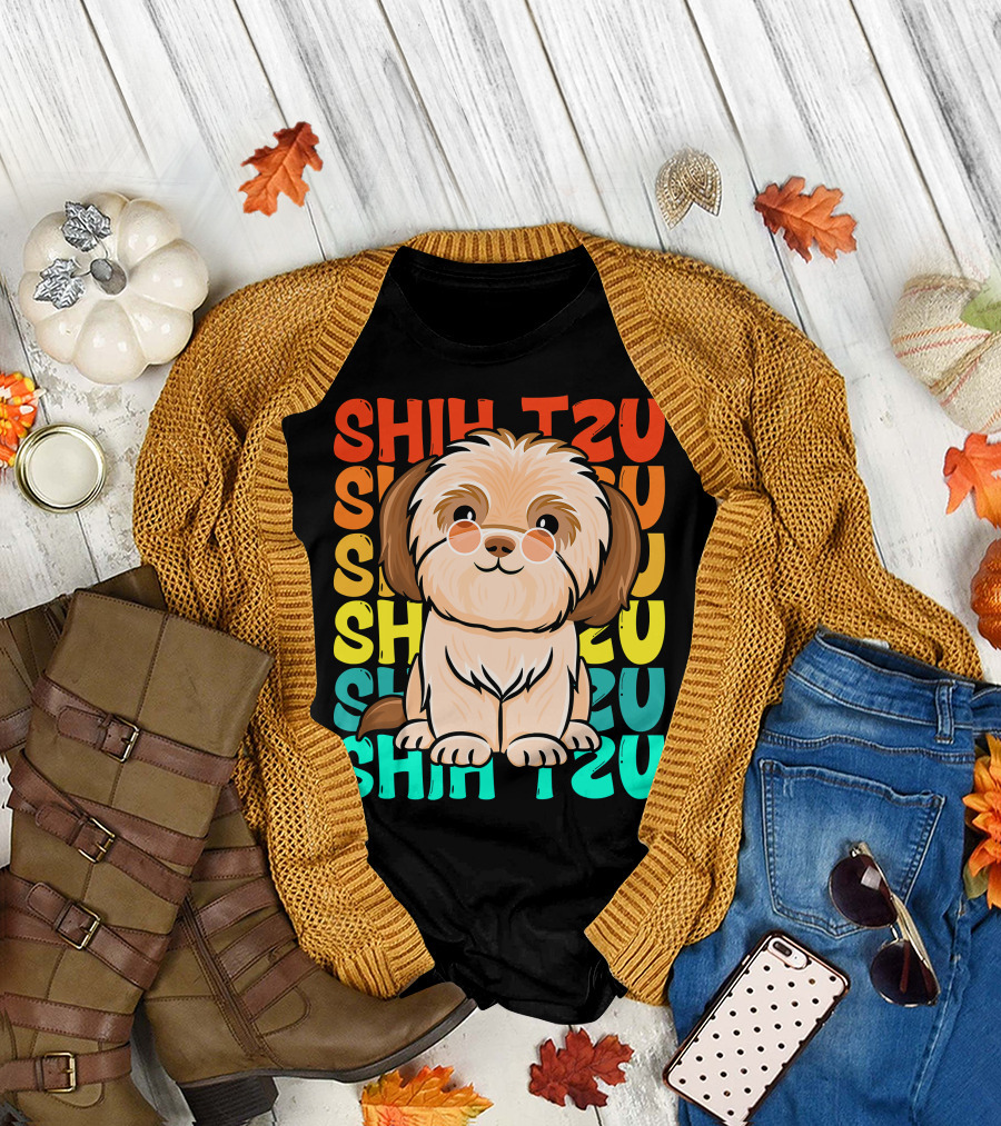 Shih Tzu Vintage Shihtzu Dog Retro Colors T-Shirt
