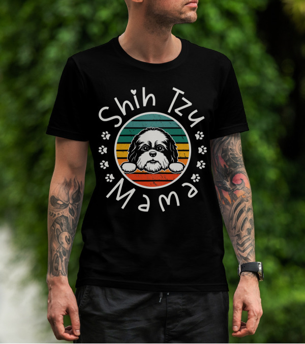 Shih Tzu Mama Vintage Style Shih Tzu Lover T-Shirt