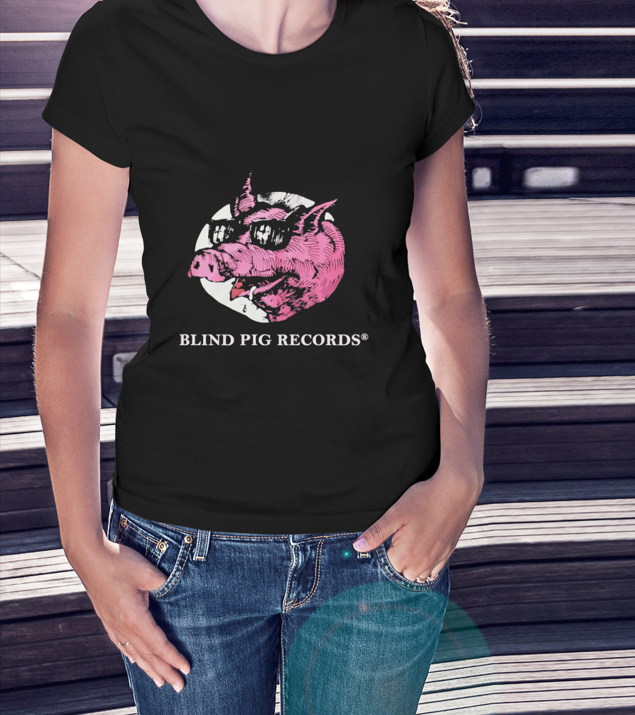 BLIND PIG RECORDS Pink Pig In Sunglasses T-Shirt