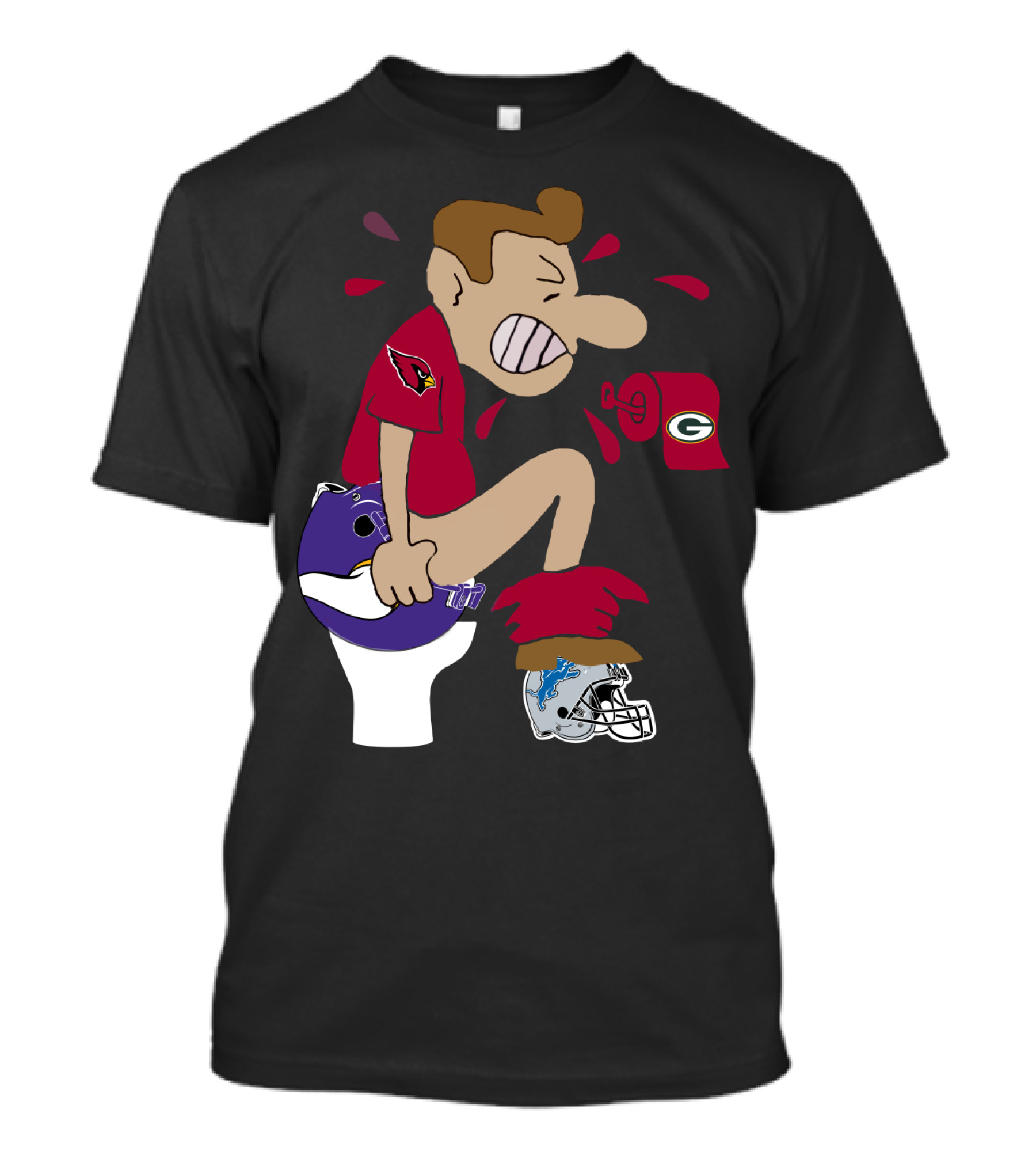 Arizona Cardinals Rivalry Humor With Vikings And Lions Helmets And Packers Toilet Paper T-Shirt