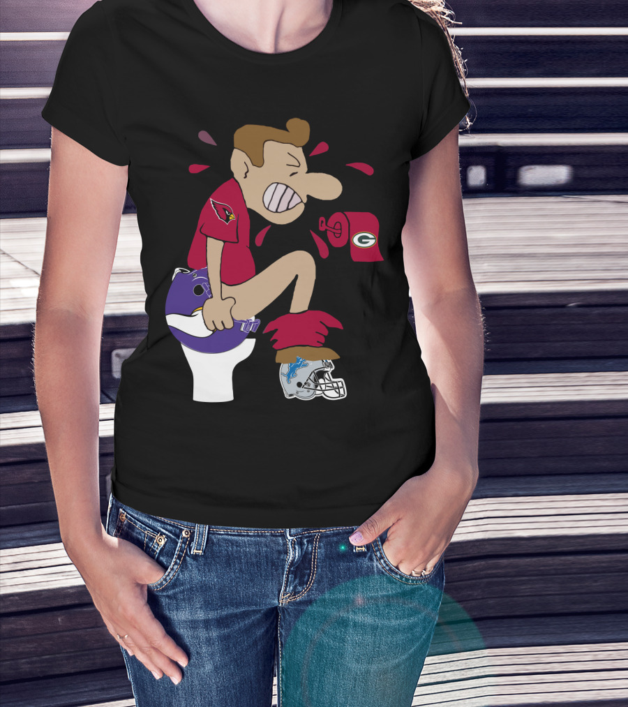 Arizona Cardinals Rivalry Humor With Vikings And Lions Helmets And Packers Toilet Paper T-Shirt