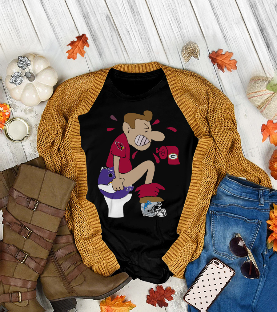 Arizona Cardinals Rivalry Humor With Vikings And Lions Helmets And Packers Toilet Paper T-Shirt