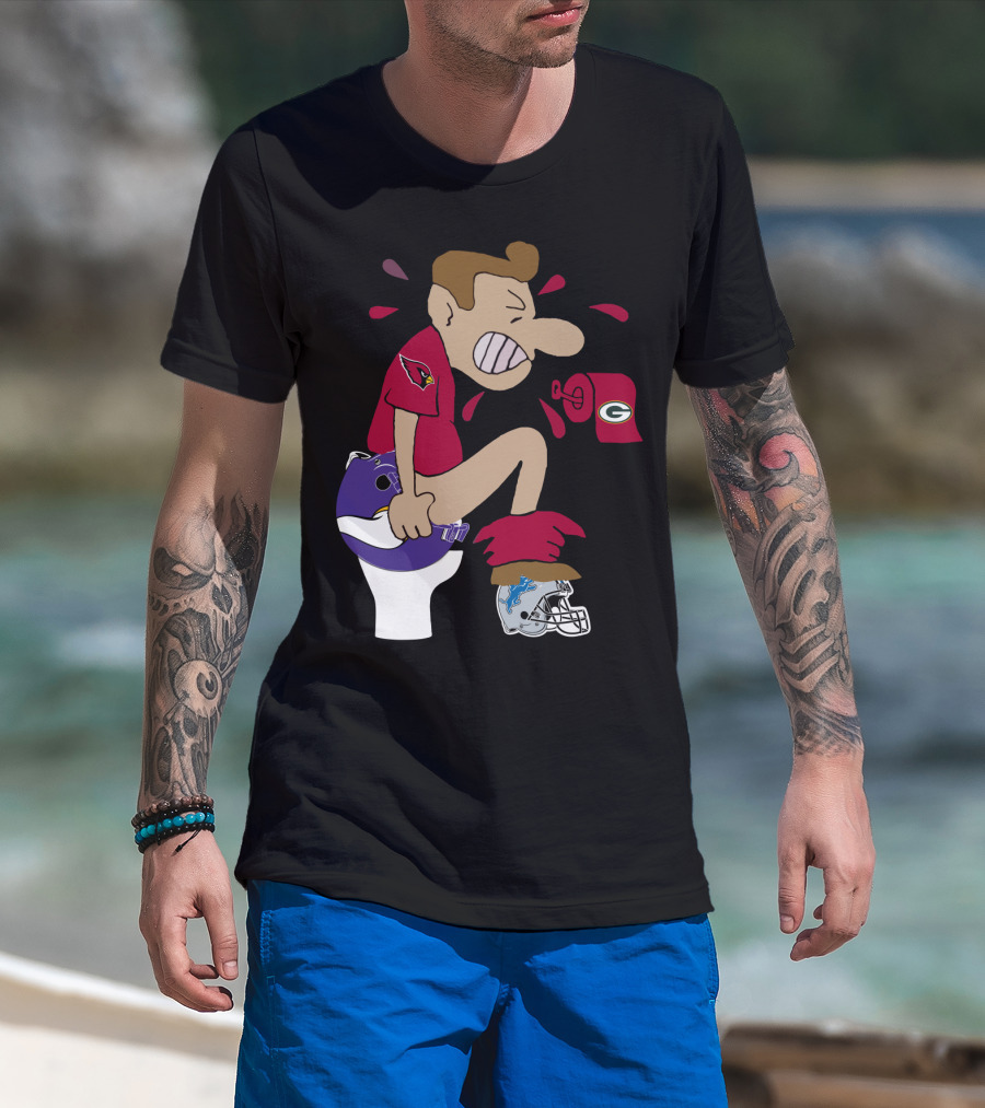 Arizona Cardinals Rivalry Humor With Vikings And Lions Helmets And Packers Toilet Paper T-Shirt
