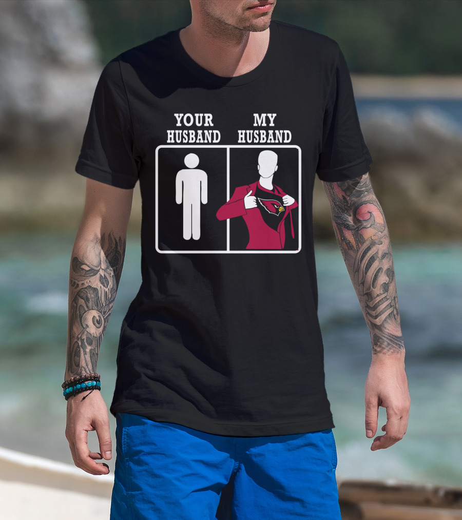 Your Husband My Husband Arizona Cardinals Logo Superman Style T-Shirt