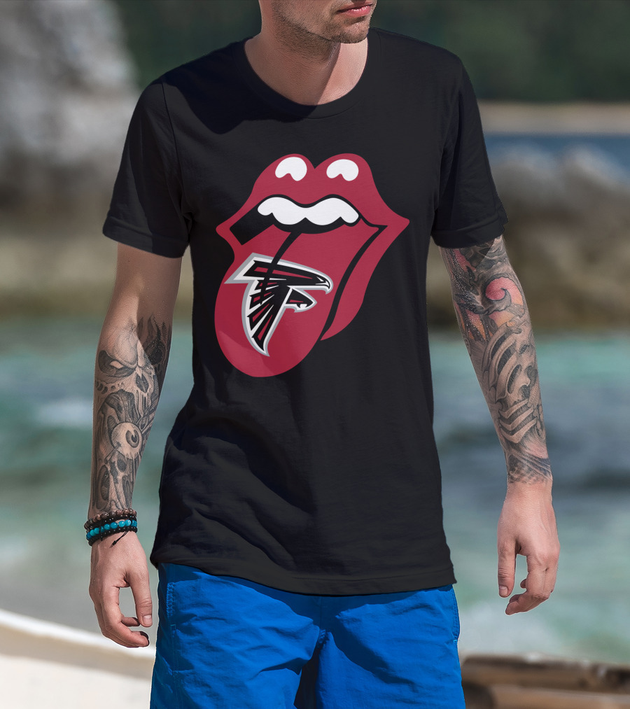 Atlanta Falcons Rolling Stones Tongue Logo Mashup T-Shirt