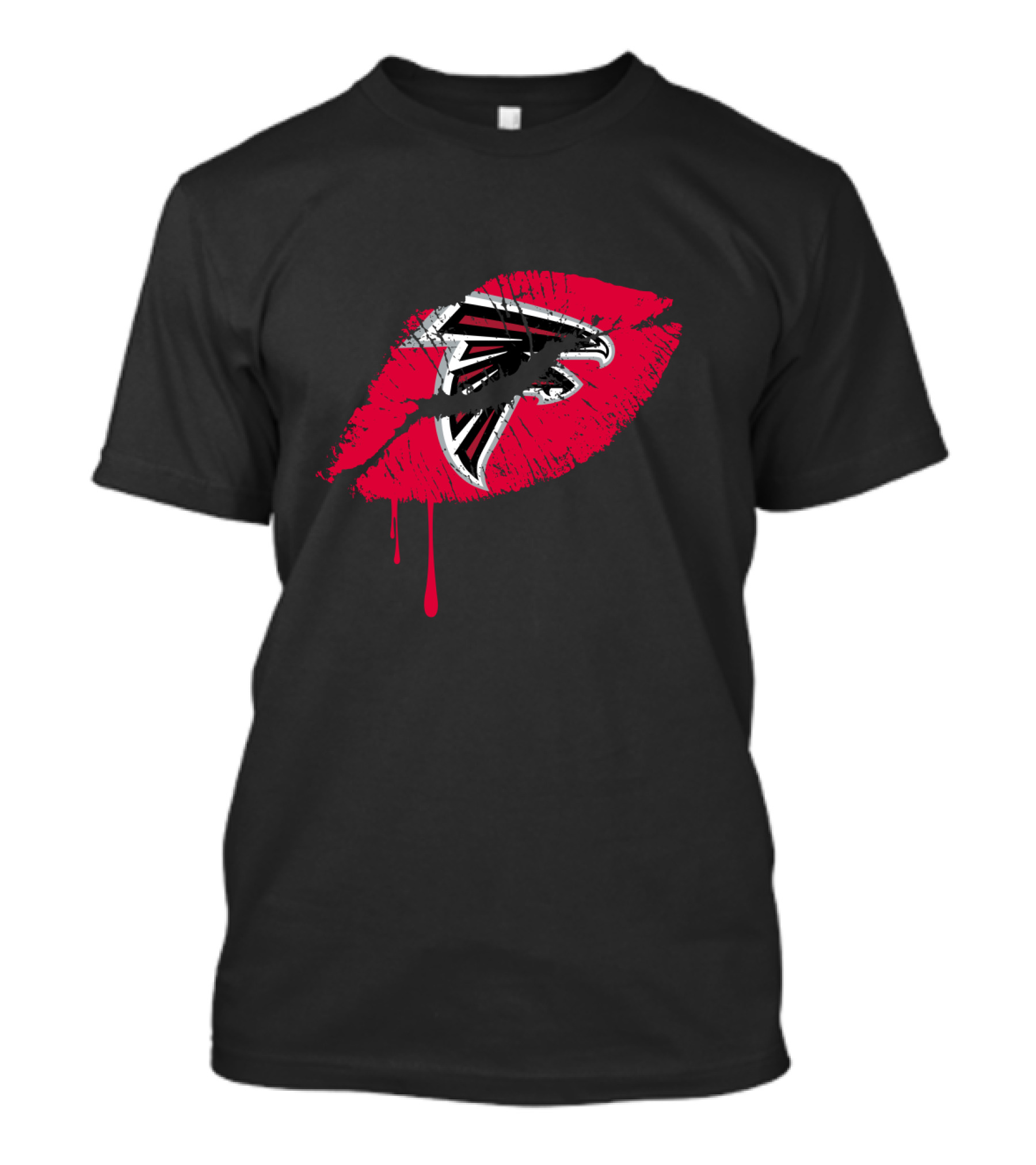 Atlanta Falcons Red Lip Print With Iconic Falcon T-Shirt