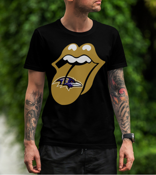 Baltimore Ravens Rolling Stones Tongue T-Shirt