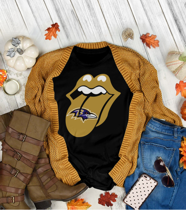 Baltimore Ravens Rolling Stones Tongue T-Shirt