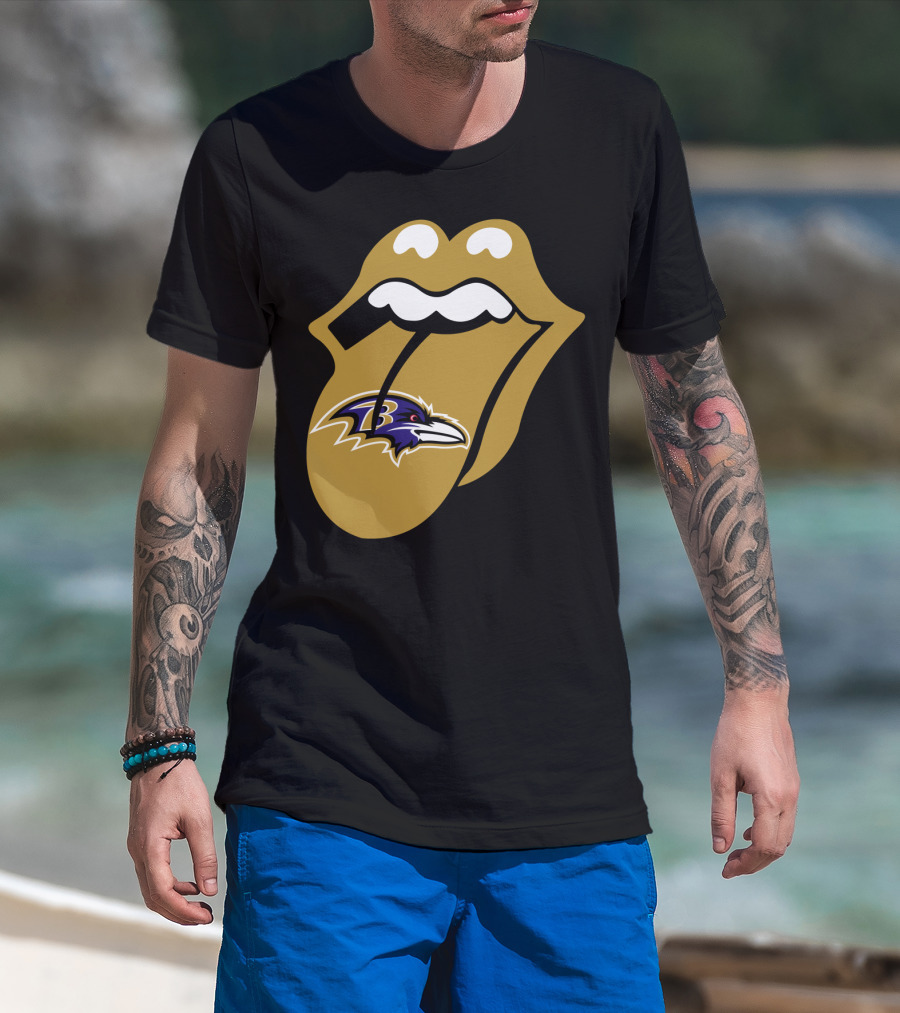 Baltimore Ravens Rolling Stones Tongue T-Shirt