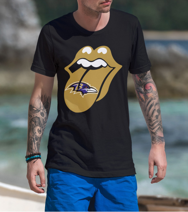 Baltimore Ravens Rolling Stones Tongue T-Shirt