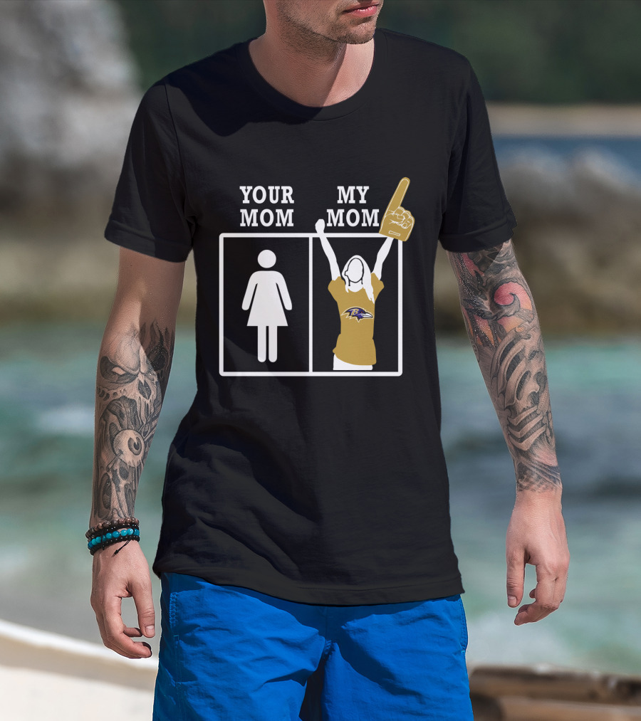 Your Mom My Mom Baltimore Ravens Fan Foam Finger T-Shirt