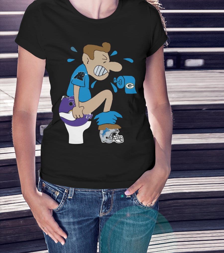 Carolina Panthers Rivalry Humor With Vikings Lions Packers Logos T-Shirt