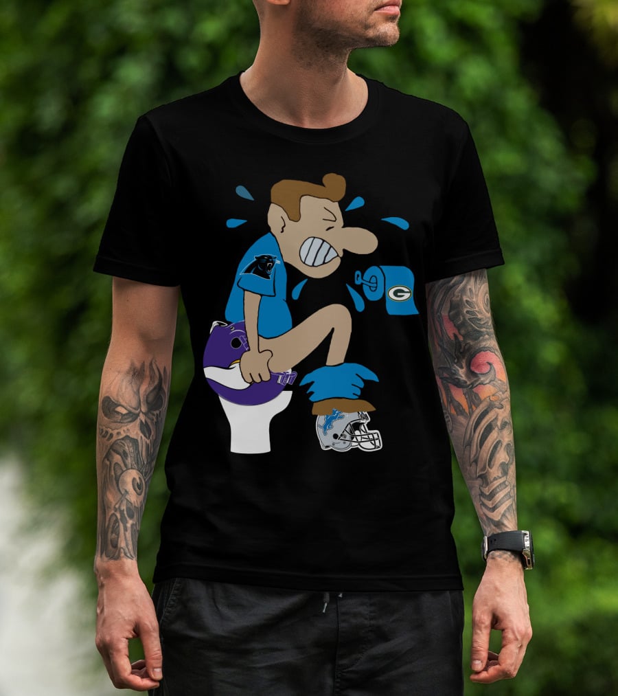 Carolina Panthers Rivalry Humor With Vikings Lions Packers Logos T-Shirt