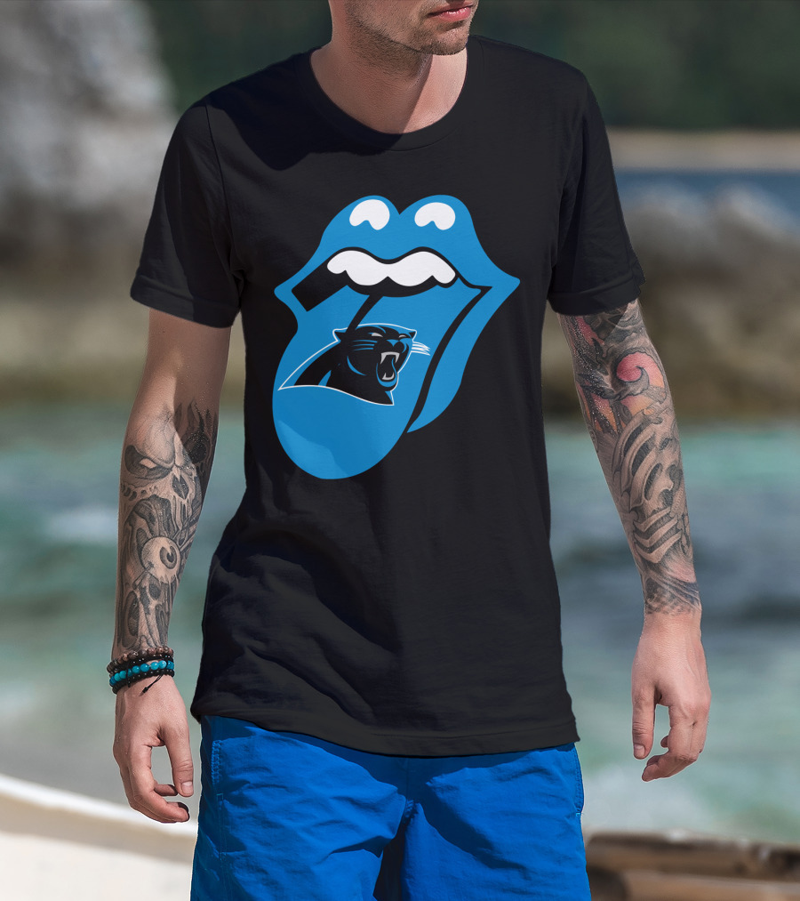 Carolina Panthers Blue Tongue Logo Fusion T-Shirt