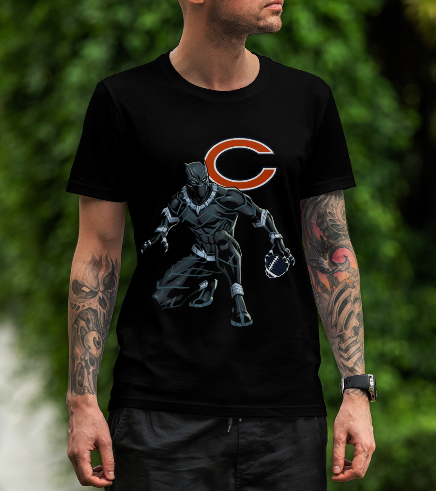 Chicago Bears Black Panther Football Crossover T-Shirt