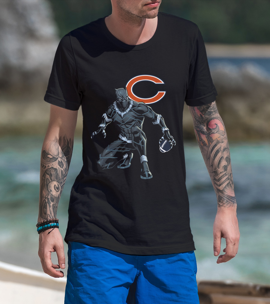 Chicago Bears Black Panther Football Crossover T-Shirt