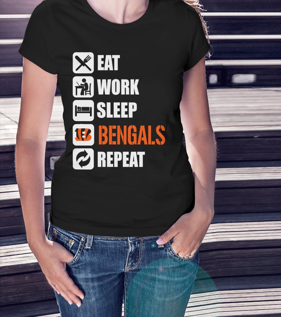 Eat Work Sleep Bengals Repeat T-Shirt