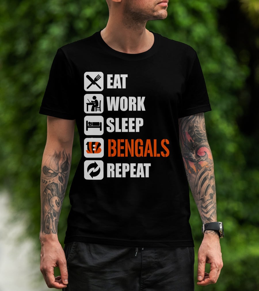 Eat Work Sleep Bengals Repeat T-Shirt
