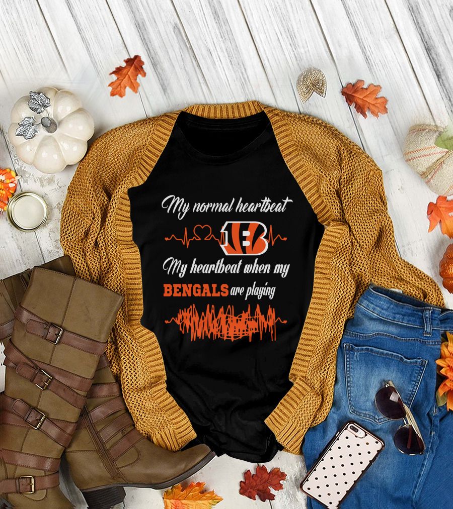 My Normal Heartbeat My Heartbeat When My Bengals Are Playing T-Shirt