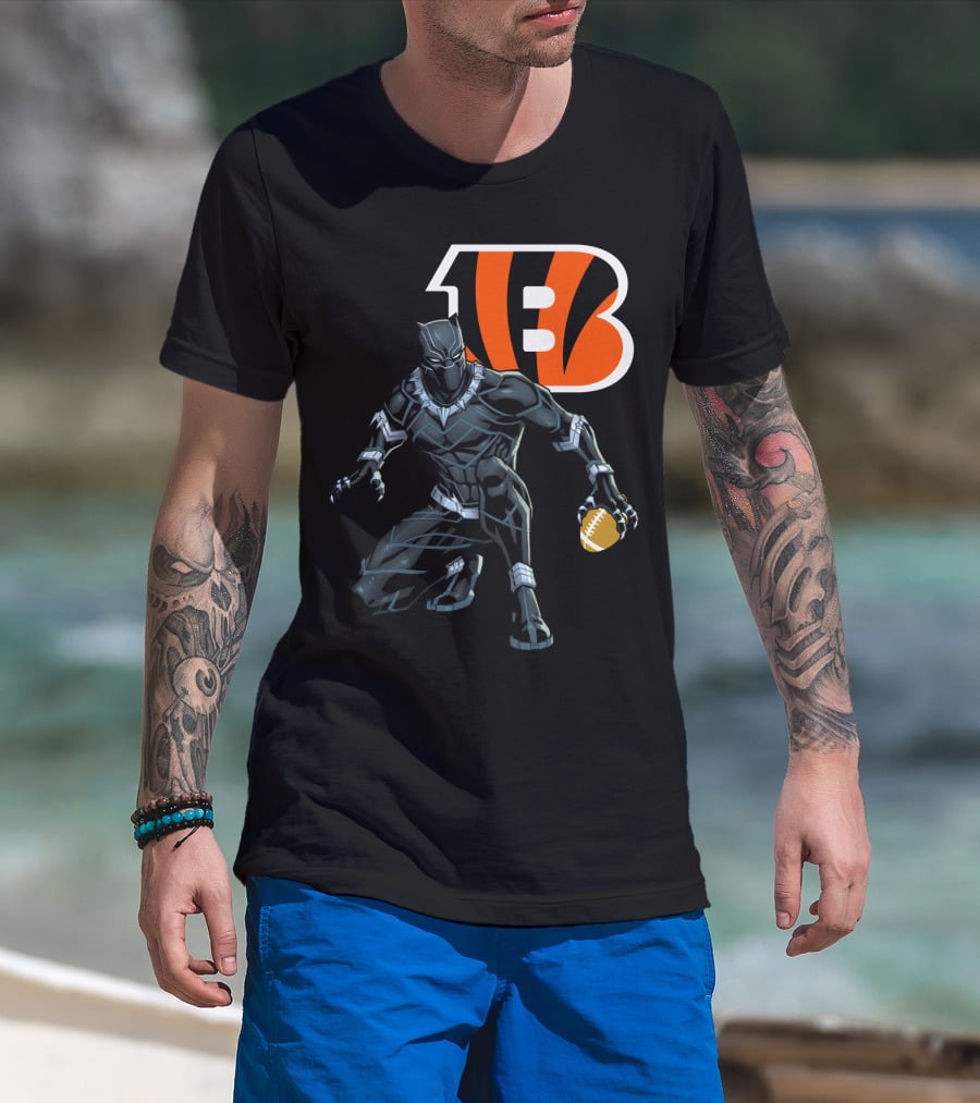 Cincinnati Bengals Black Panther Football T-Shirt