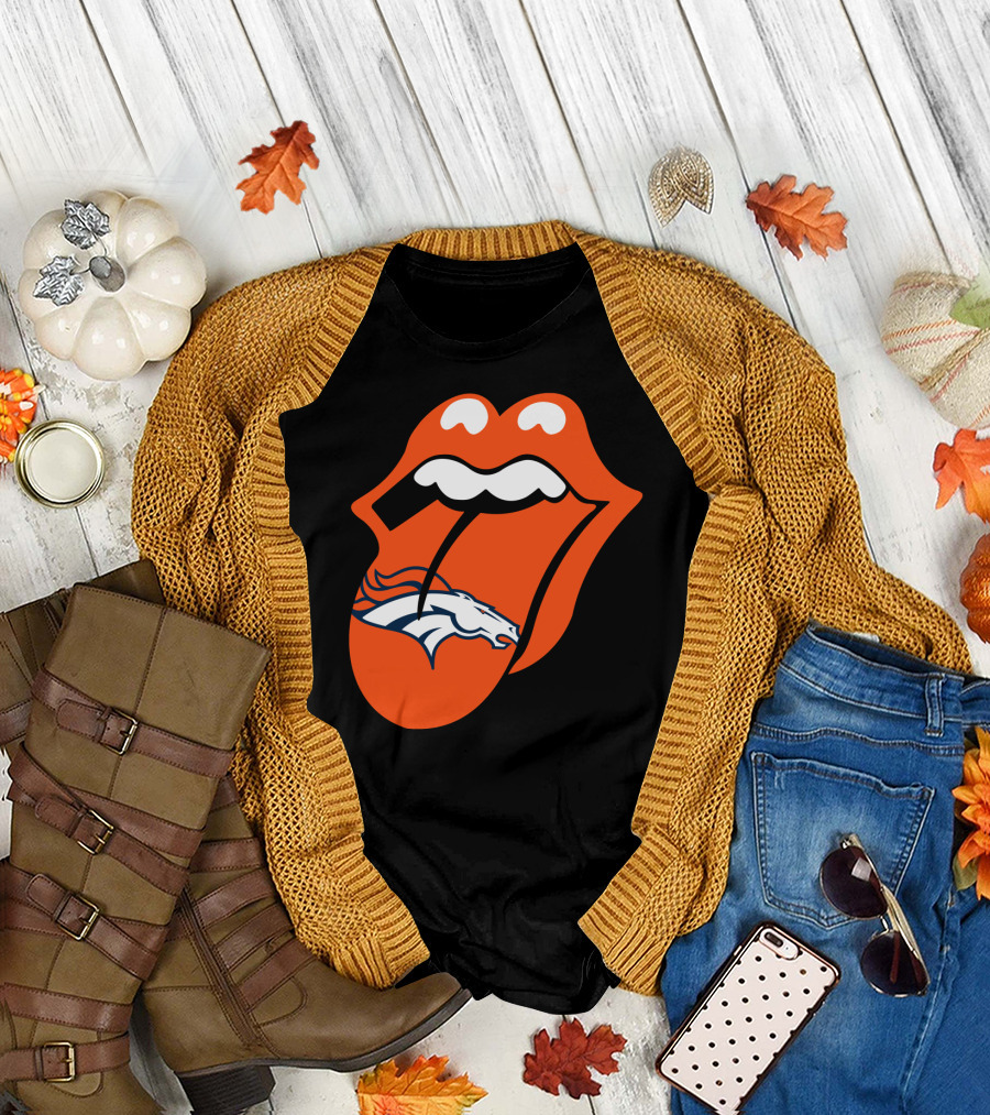 Denver Broncos Rolling Stones Tongue Logo Fusion T-Shirt