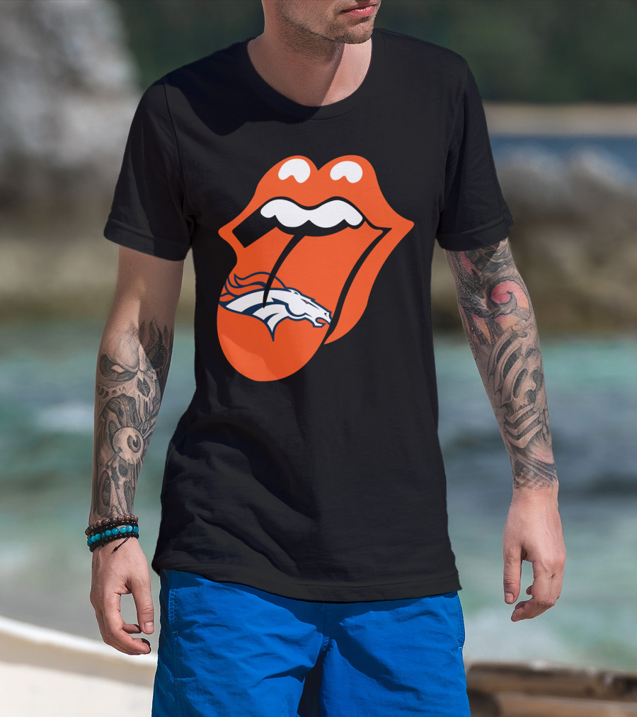 Denver Broncos Rolling Stones Tongue Logo Fusion T-Shirt
