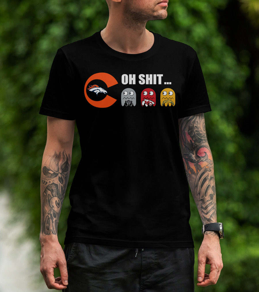 Denver Broncos Oh Shit Pac-Man Ghosts T-Shirt
