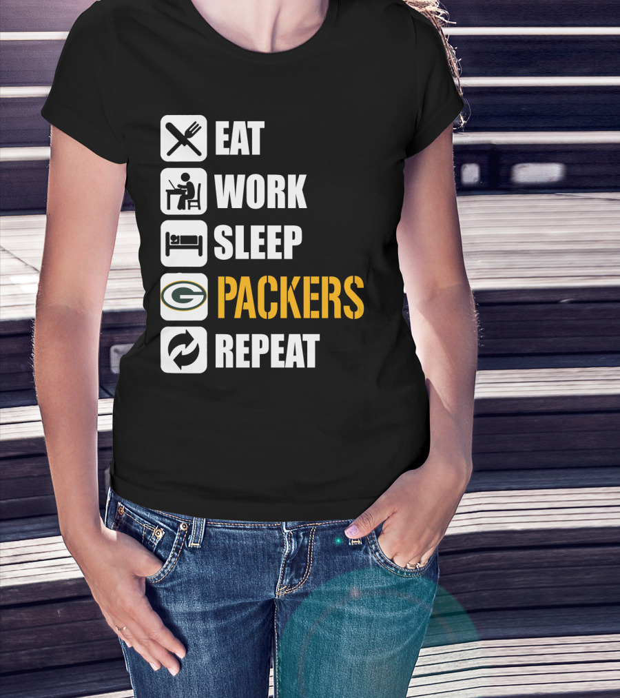 Eat Work Sleep Green Bay Packers Repeat T-Shirt