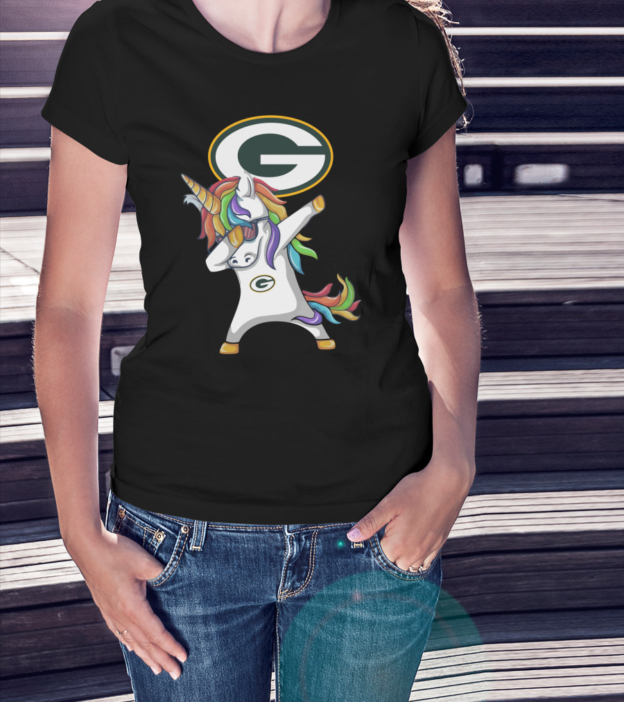 Green Bay Packers Dab Unicorn Rainbow T-Shirt