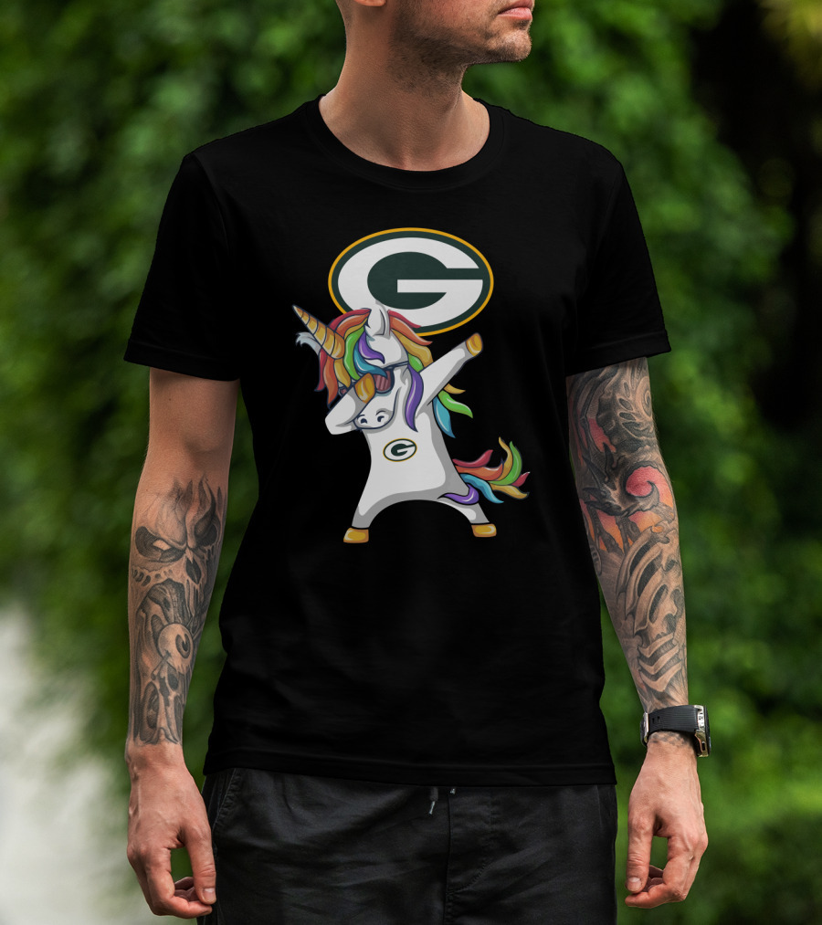 Green Bay Packers Dab Unicorn Rainbow T-Shirt