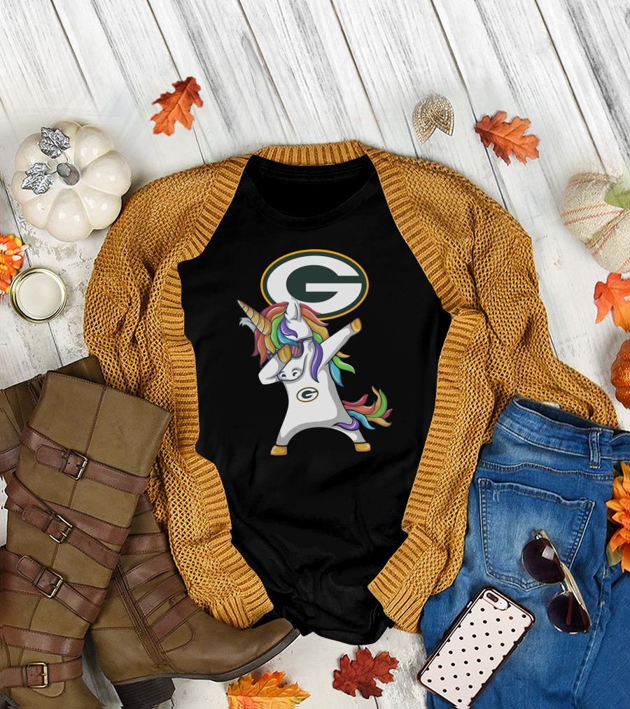 Green Bay Packers Dab Unicorn Rainbow T-Shirt