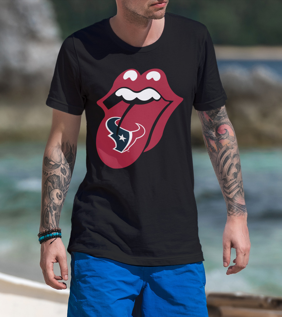 Houston Texans Rolling Stones Tongue Logo Collaboration T-Shirt