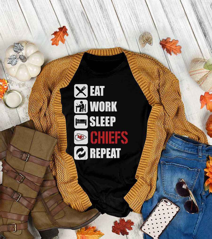 Eat Work Sleep Kansas City Chiefs Repeat T-Shirt