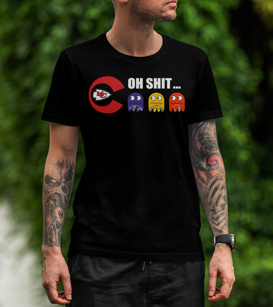 Kansas City Chiefs Oh Shit Pac-Man Ravens Steelers Browns T-Shirt