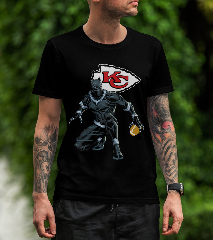 Kansas City Chiefs Black Panther Football Fusion T-Shirt