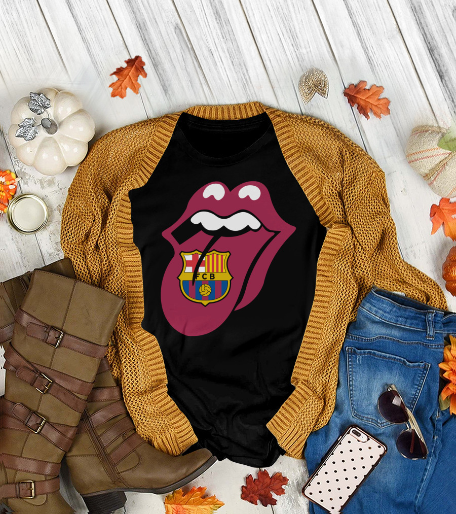 Barcelona Fcb Rolling Stones Logo Fusion T-Shirt