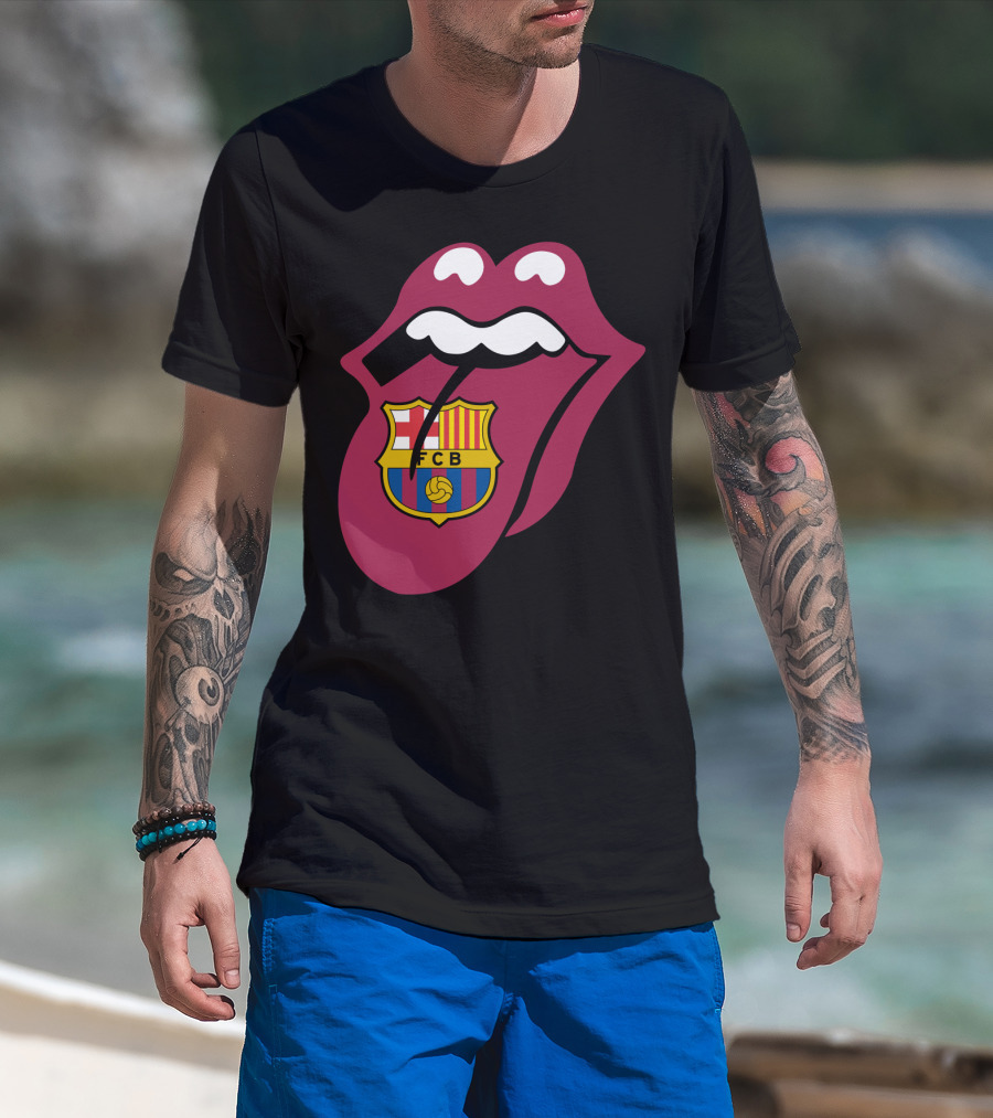 Barcelona Fcb Rolling Stones Logo Fusion T-Shirt