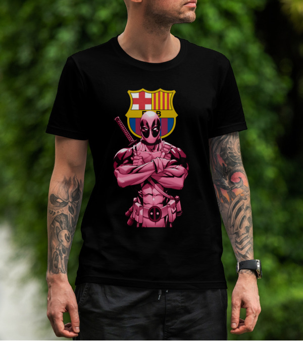 Barcelona Deadpool Fc Crest Crossover T-Shirt