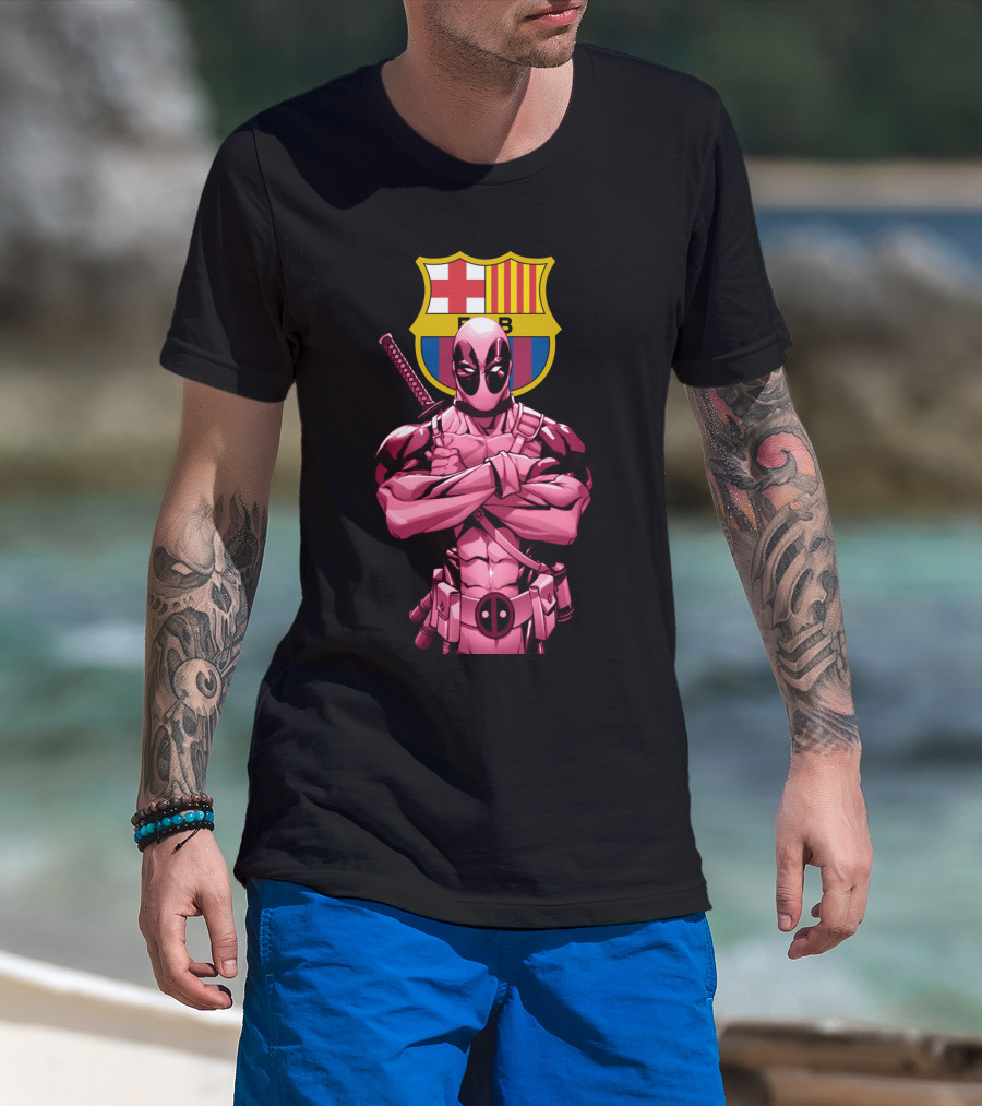 Barcelona Deadpool Fc Crest Crossover T-Shirt
