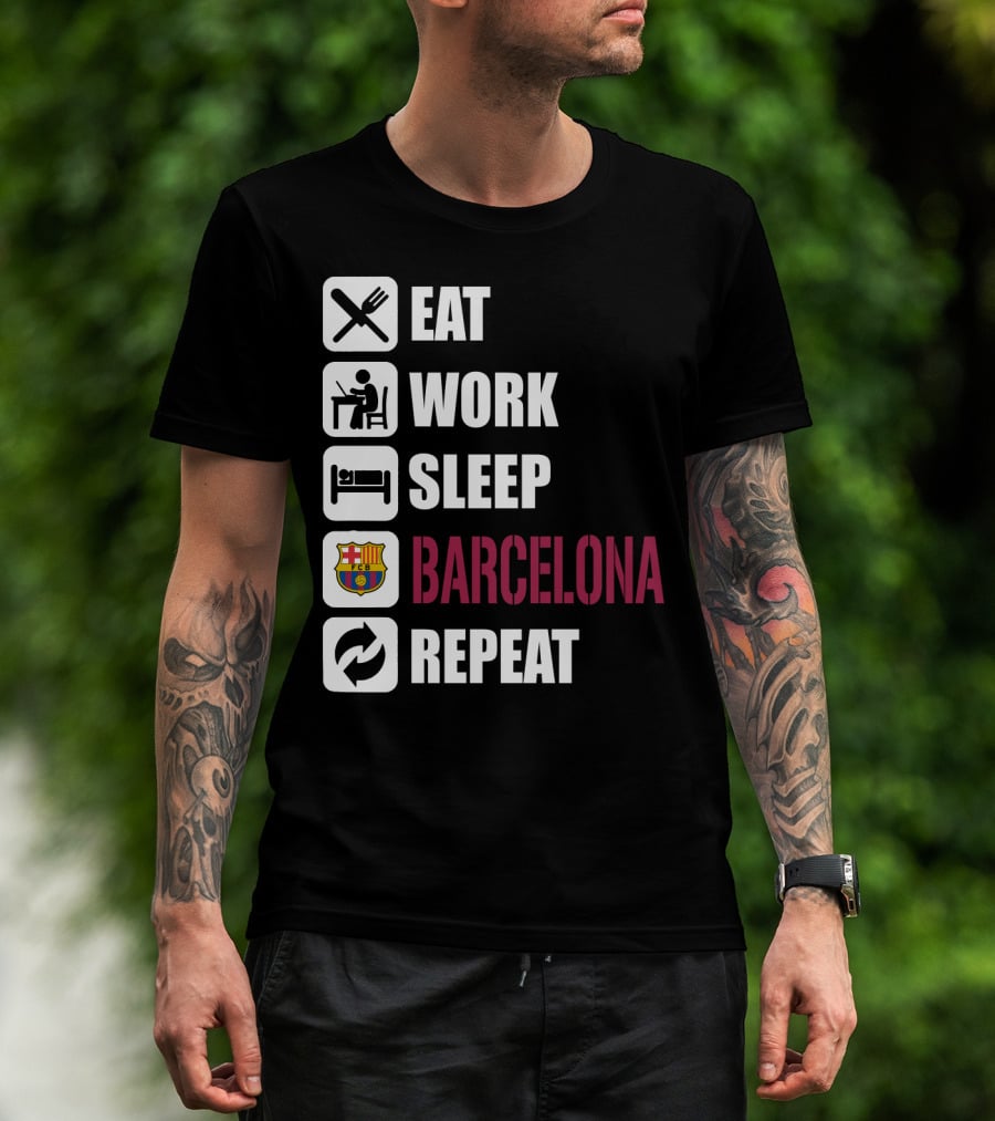 Eat Work Sleep Fc Barcelona Repeat T-Shirt