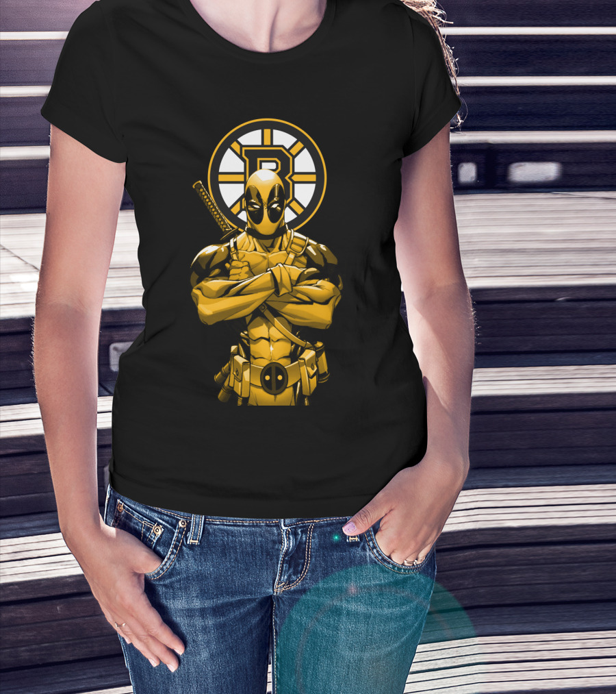 Boston Bruins Deadpool Crossover T-Shirt
