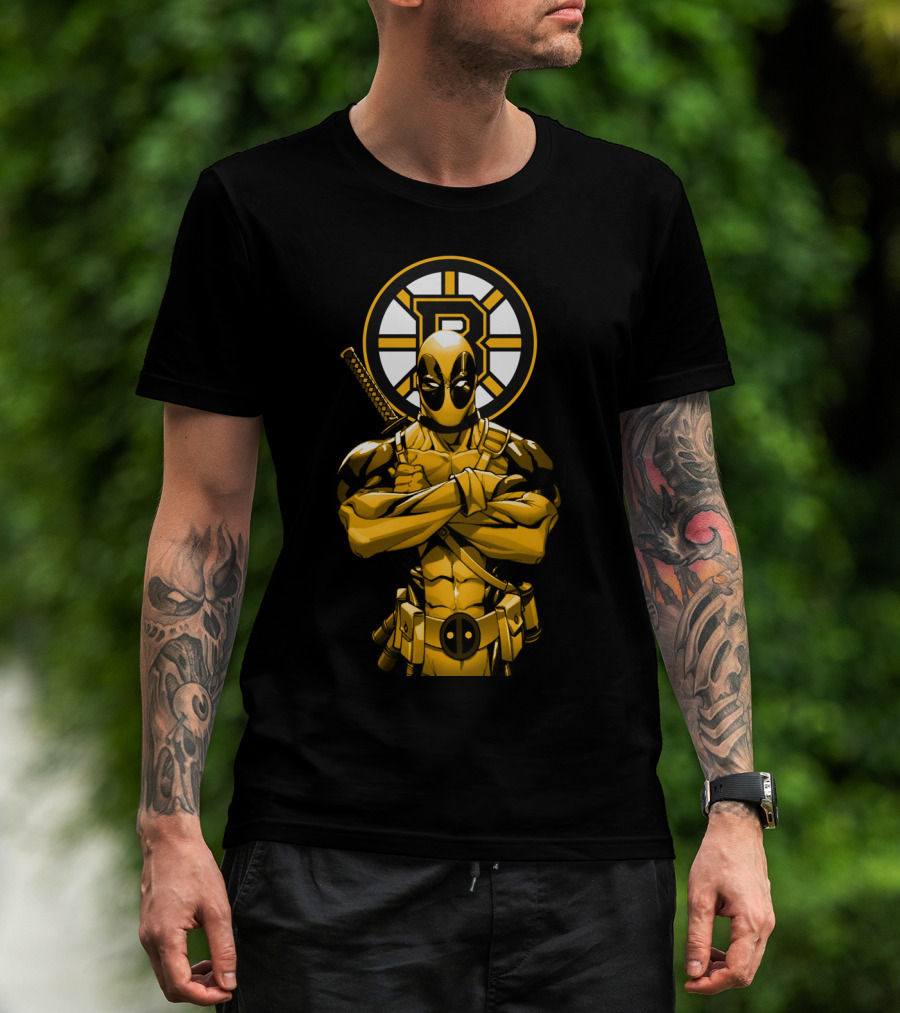 Boston Bruins Deadpool Crossover T-Shirt