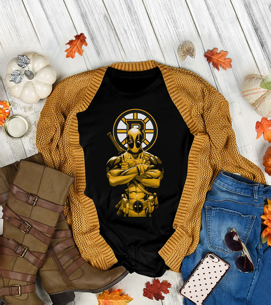 Boston Bruins Deadpool Crossover T-Shirt