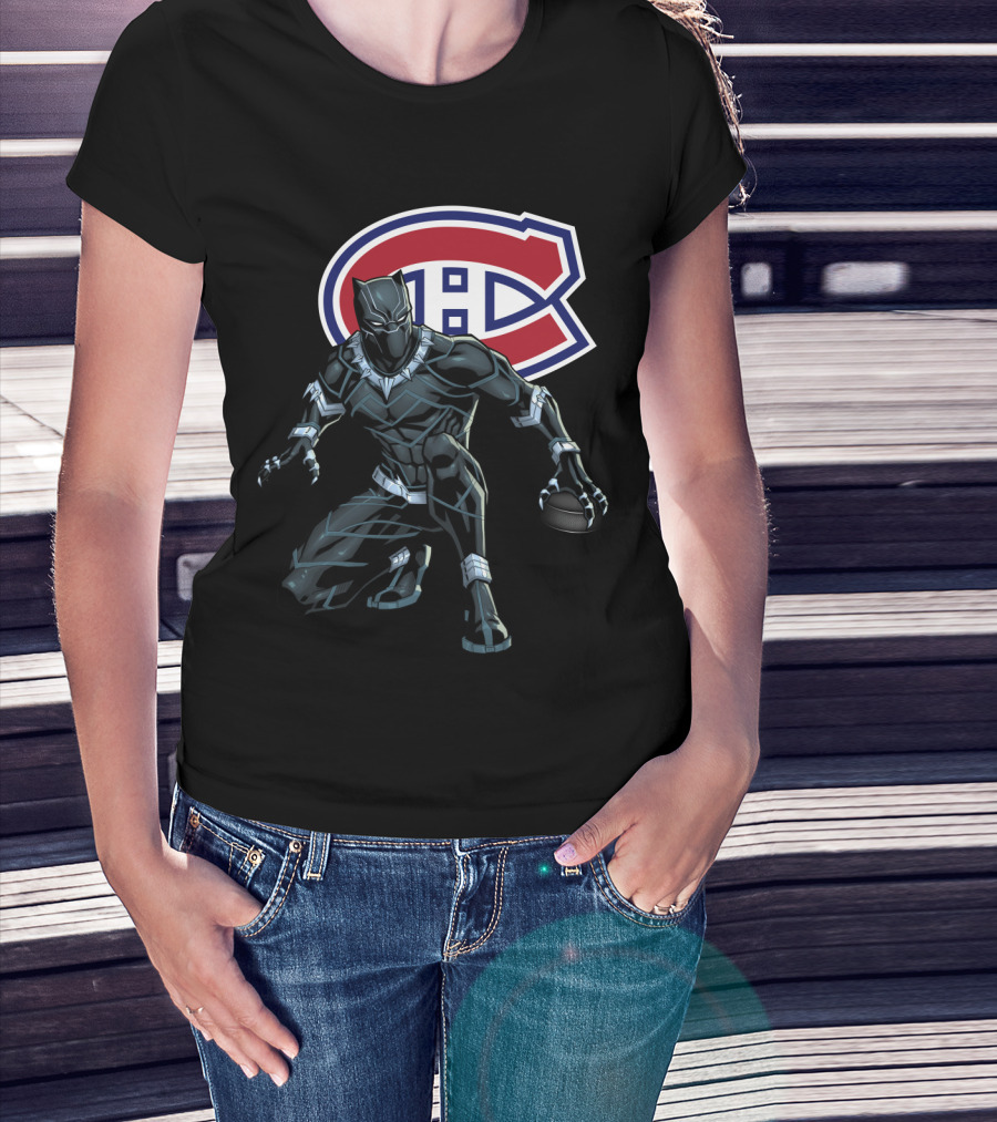 Montreal Canadiens Black Panther Crossover Hockey T-Shirt