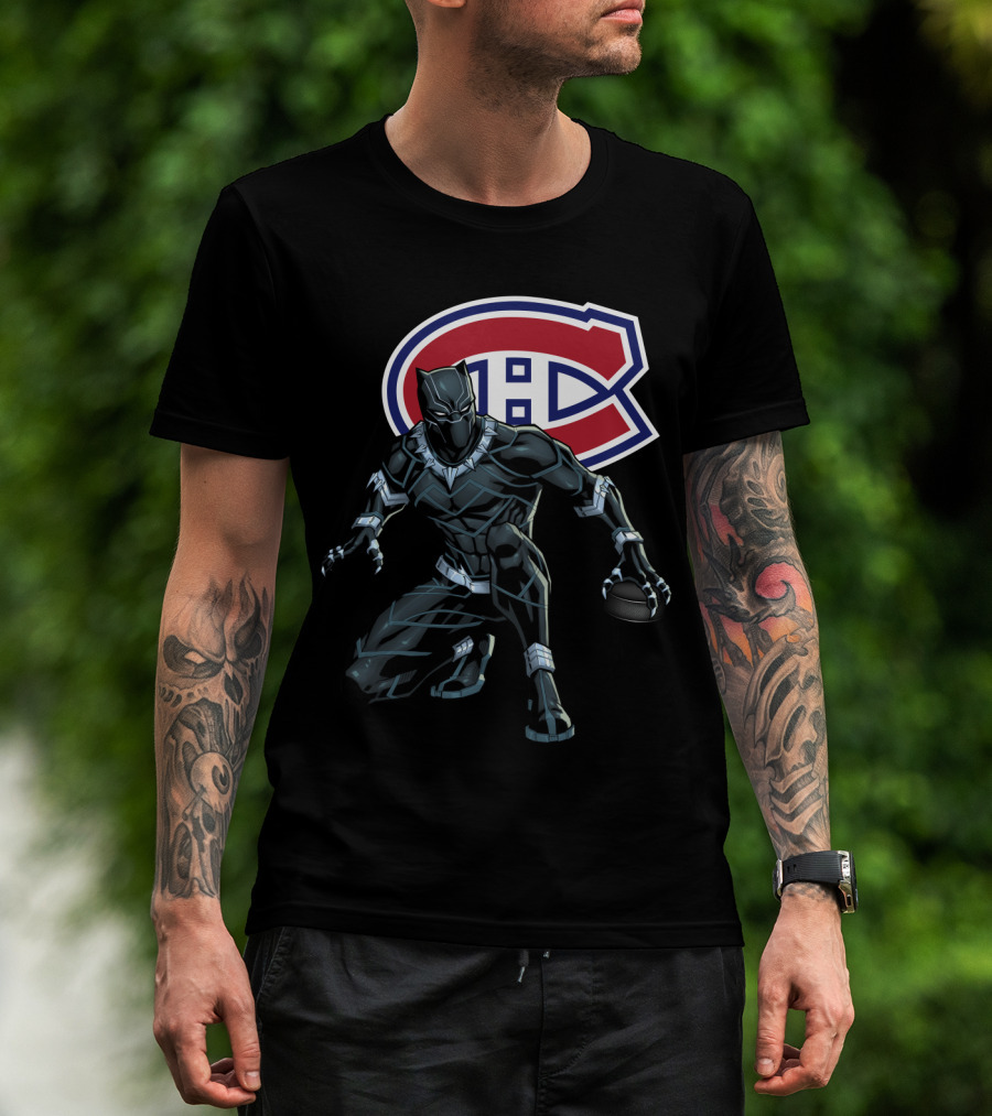 Montreal Canadiens Black Panther Crossover Hockey T-Shirt